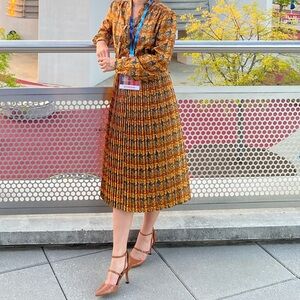 Vintage 1970s Czechoslovakian Pleated Tie-Neck Dress